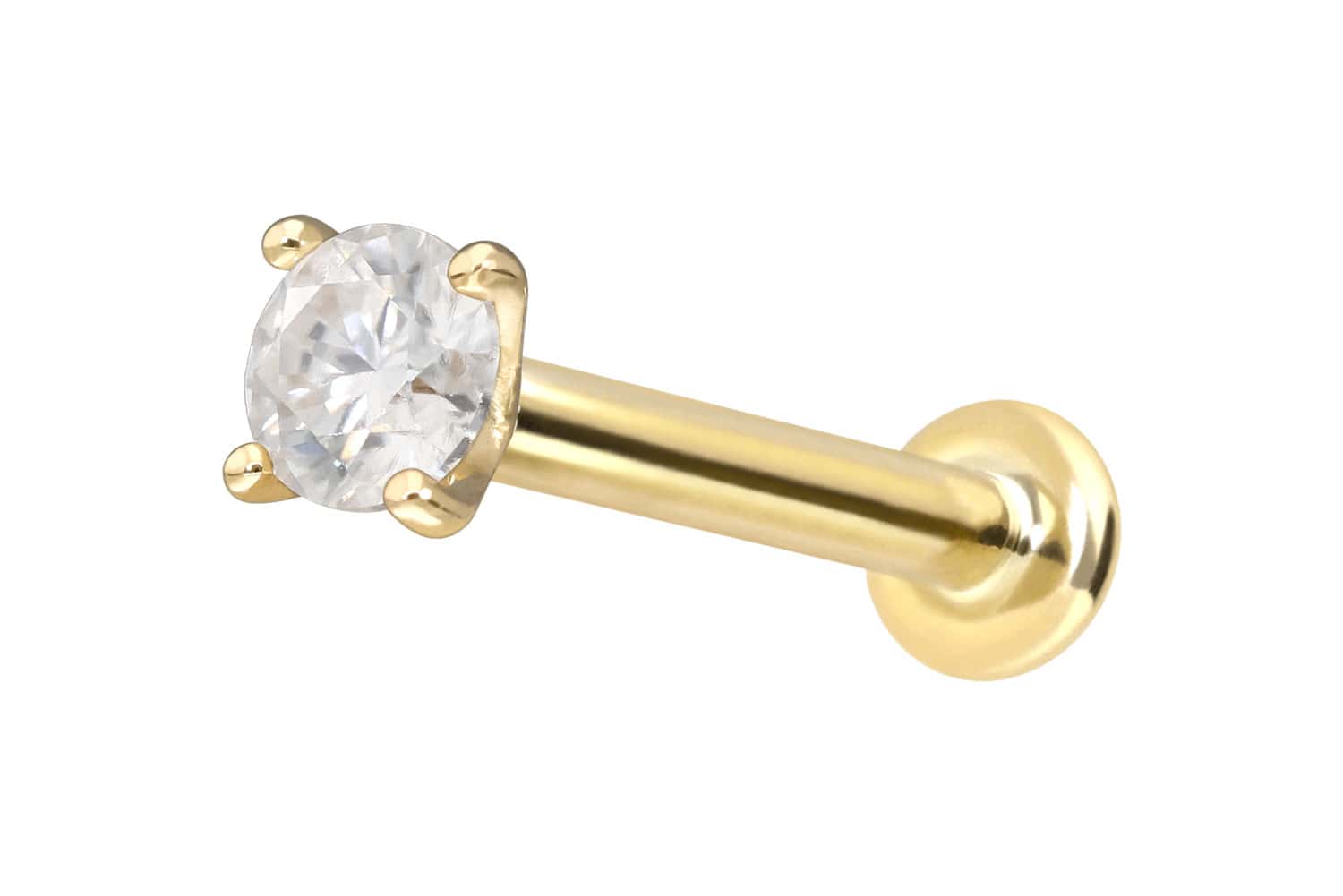 14 Karat Gold Labret mit Innengewinde MOISSANIT